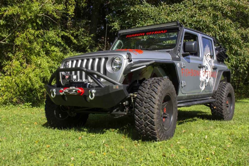 Jeep Wrangler Unlimited JLU Front Bumper - Fishbone Offroad - Mid-Width Winch - Black - `18-`27